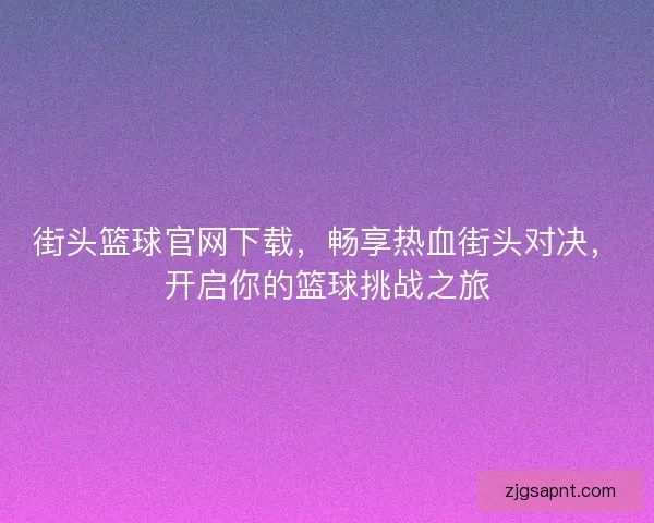 街头篮球官网下载，畅享热血街头对决，开启你的篮球挑战之旅
